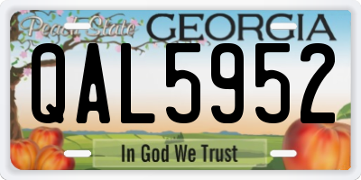 GA license plate QAL5952