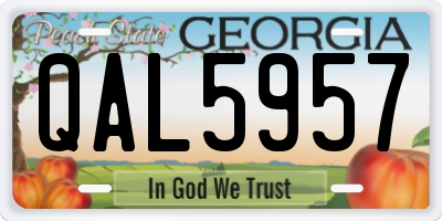 GA license plate QAL5957