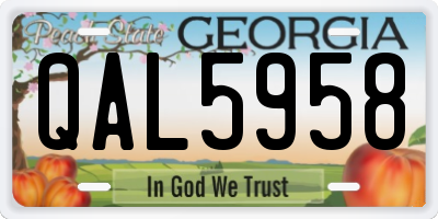 GA license plate QAL5958