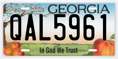 GA license plate QAL5961