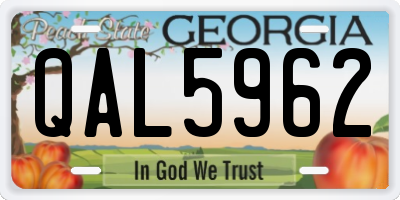 GA license plate QAL5962