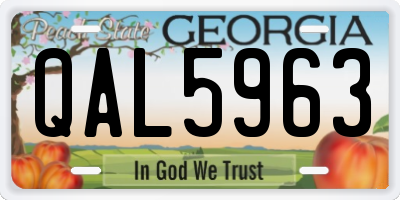 GA license plate QAL5963