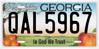 GA license plate QAL5967