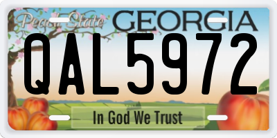 GA license plate QAL5972