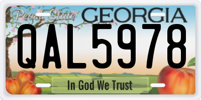 GA license plate QAL5978
