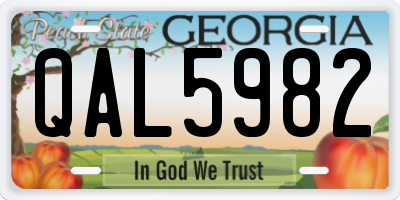 GA license plate QAL5982