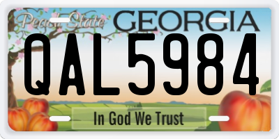 GA license plate QAL5984