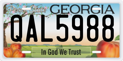 GA license plate QAL5988