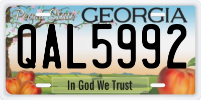 GA license plate QAL5992