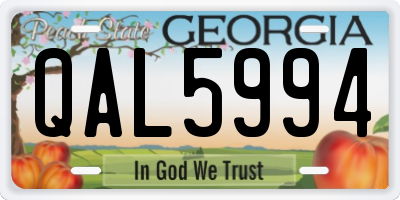 GA license plate QAL5994