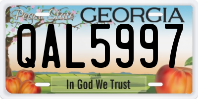 GA license plate QAL5997