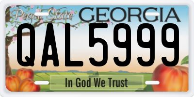 GA license plate QAL5999