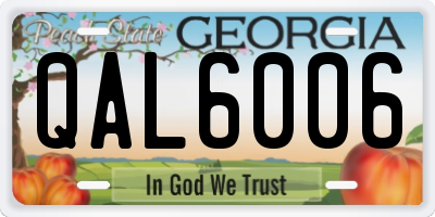 GA license plate QAL6006