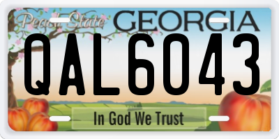 GA license plate QAL6043