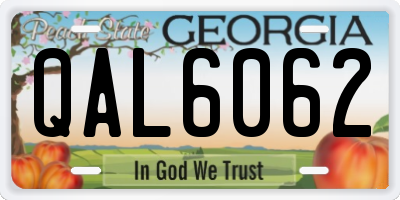 GA license plate QAL6062