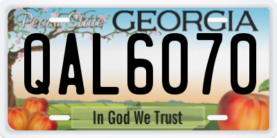 GA license plate QAL6070