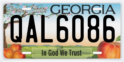 GA license plate QAL6086