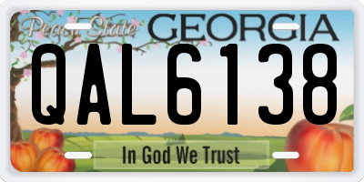 GA license plate QAL6138