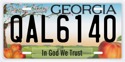 GA license plate QAL6140