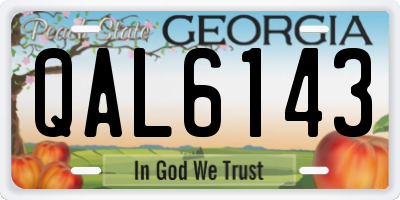 GA license plate QAL6143
