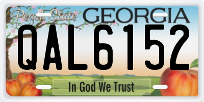 GA license plate QAL6152