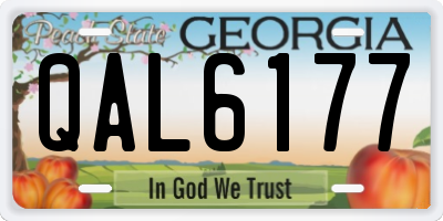 GA license plate QAL6177