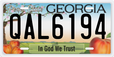 GA license plate QAL6194
