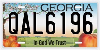 GA license plate QAL6196