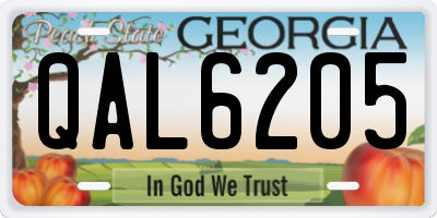 GA license plate QAL6205