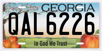 GA license plate QAL6226