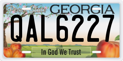 GA license plate QAL6227