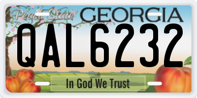 GA license plate QAL6232