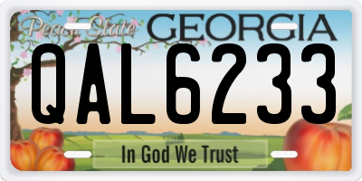 GA license plate QAL6233