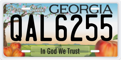 GA license plate QAL6255