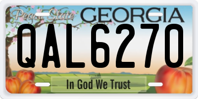 GA license plate QAL6270
