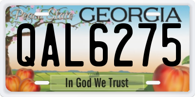 GA license plate QAL6275