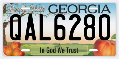 GA license plate QAL6280