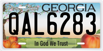 GA license plate QAL6283
