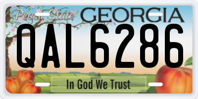 GA license plate QAL6286