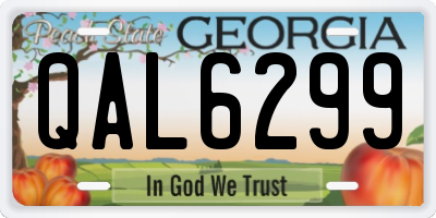 GA license plate QAL6299