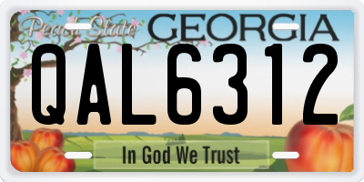 GA license plate QAL6312