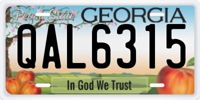 GA license plate QAL6315