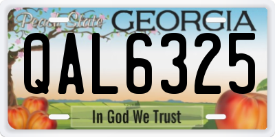 GA license plate QAL6325