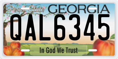 GA license plate QAL6345