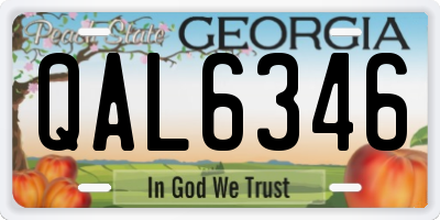 GA license plate QAL6346