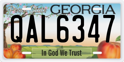 GA license plate QAL6347