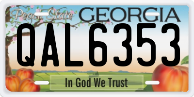 GA license plate QAL6353