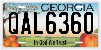 GA license plate QAL6360
