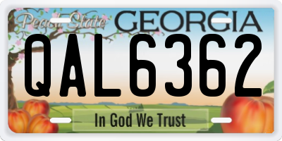 GA license plate QAL6362