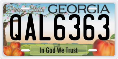 GA license plate QAL6363